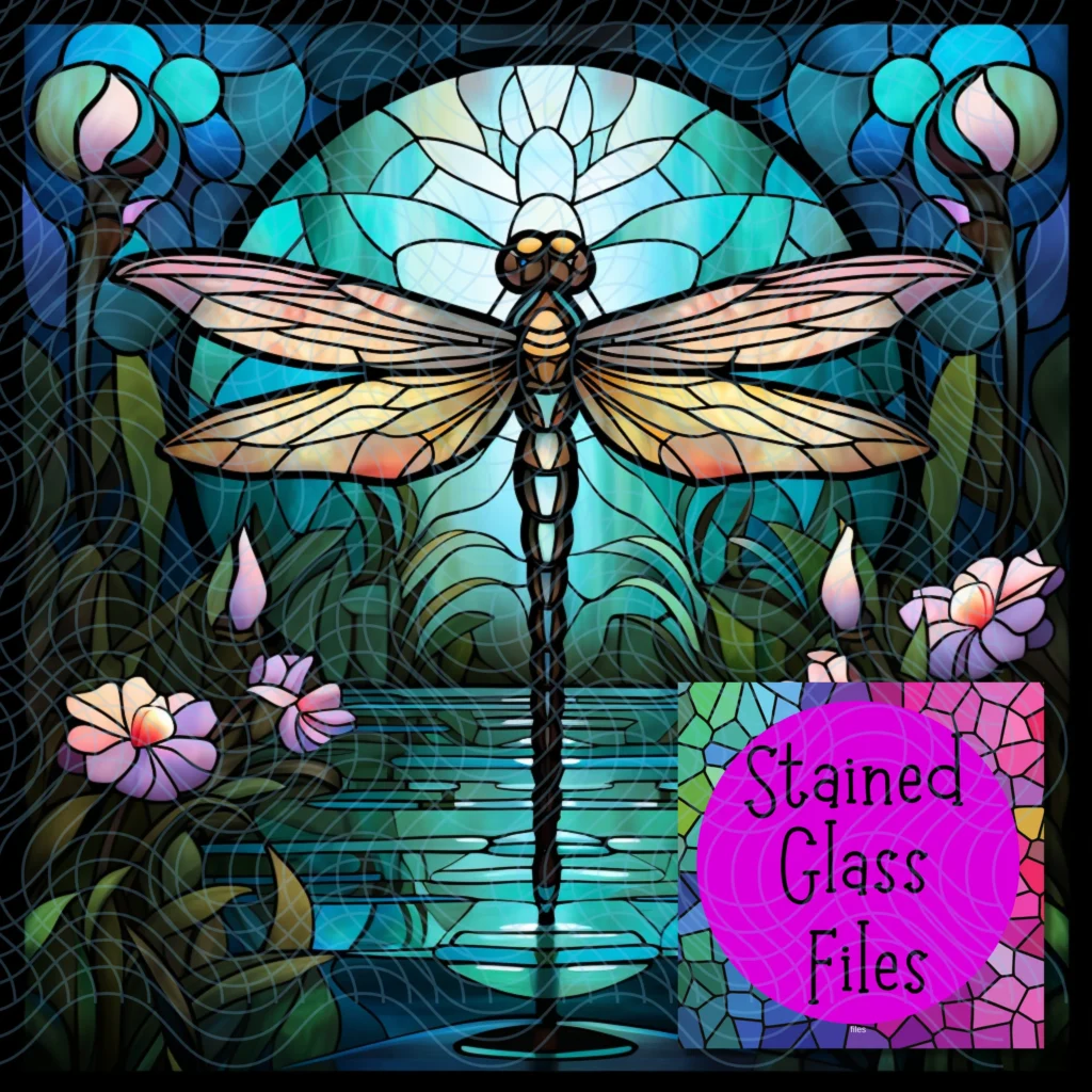 dragonfly stained glass PNG