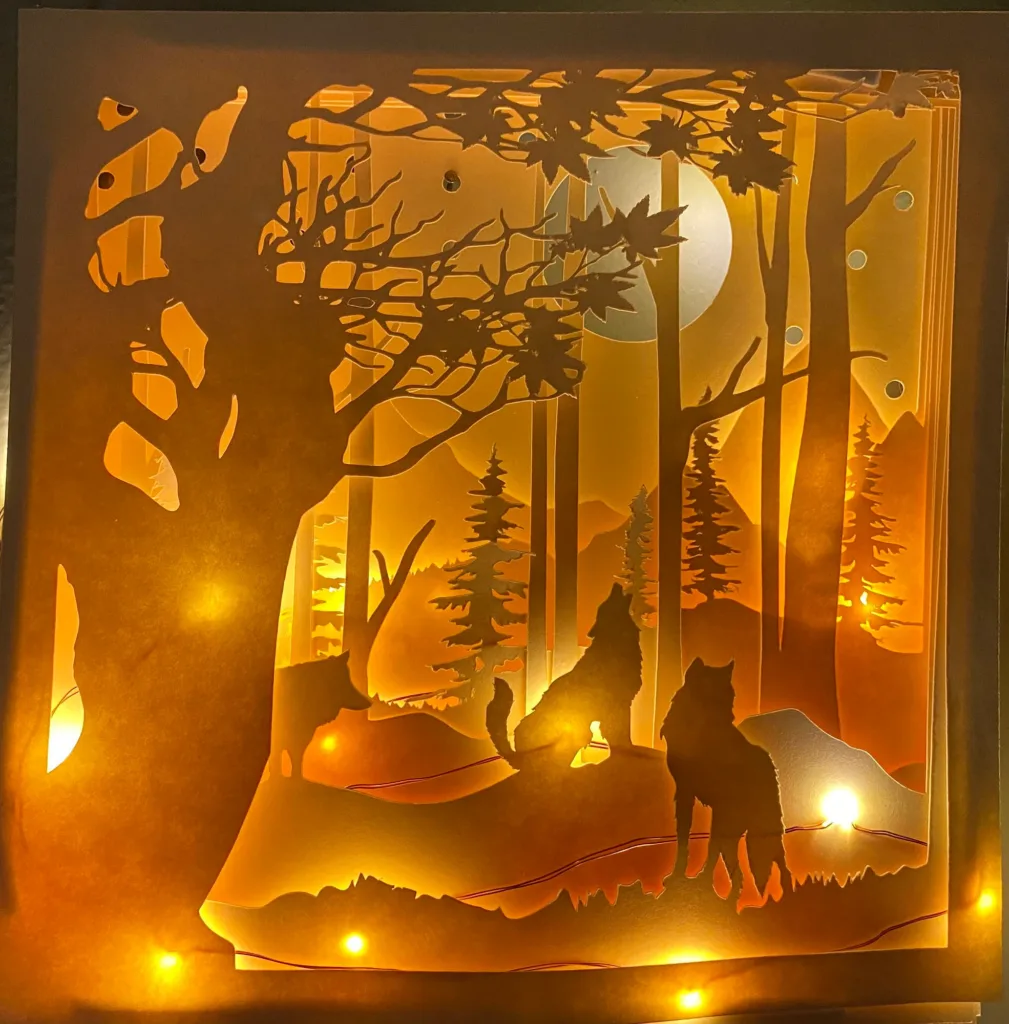 wolf wilderness 3D cricut shadowbox template