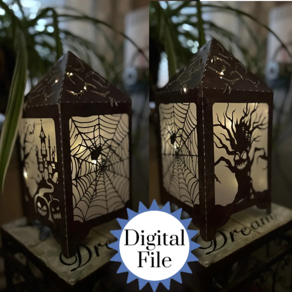 Spooky Halloween Lantern SVG Cricut Haunted House, Spider